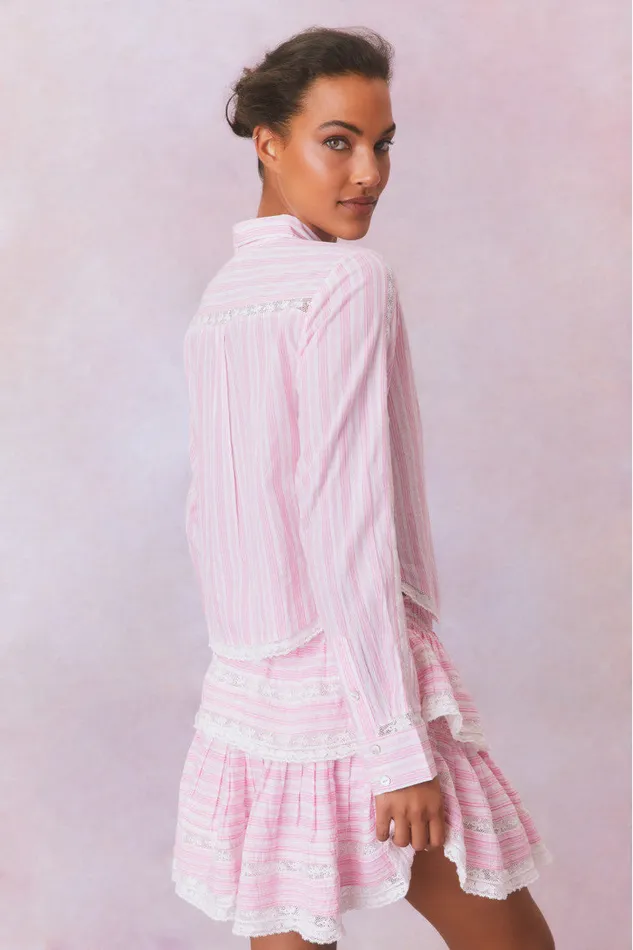 Women LoveShackFancy Tops Rosaway Cotton Stripe Top Captiva Pink