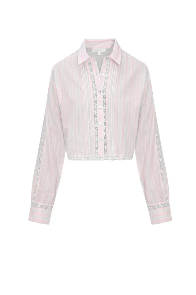 Women LoveShackFancy Tops Rosaway Cotton Stripe Top Captiva Pink