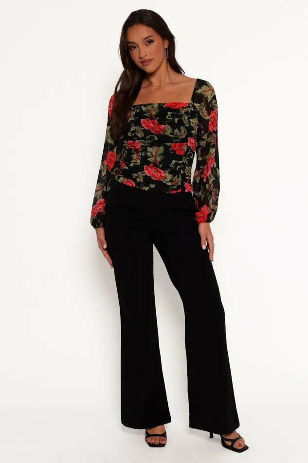 Women Maia Top Black Floral Tops Petal and Pup