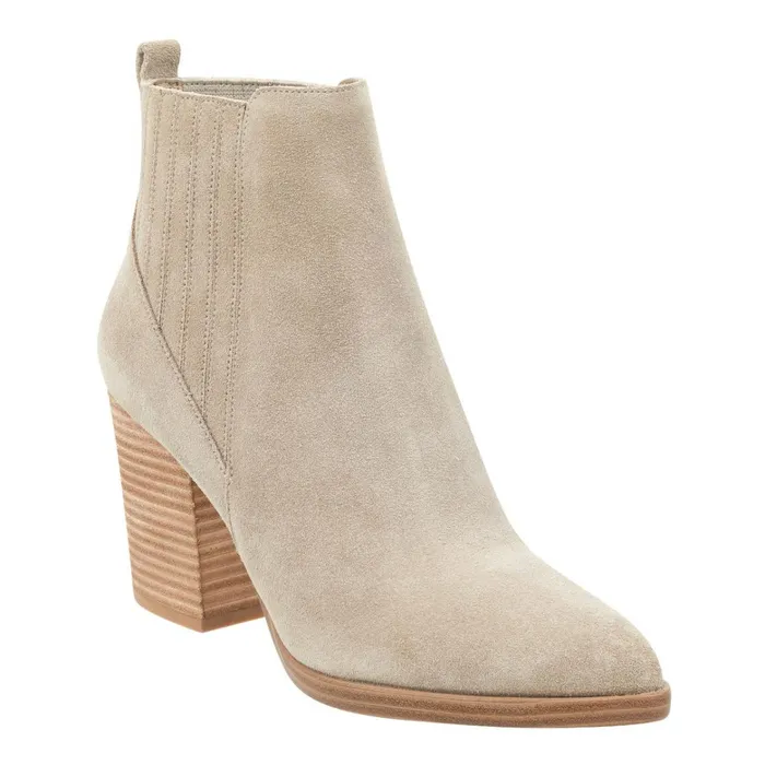 Women Marc Fisher Booties Alva Pointy Toe Bootie Light Natural Suede
