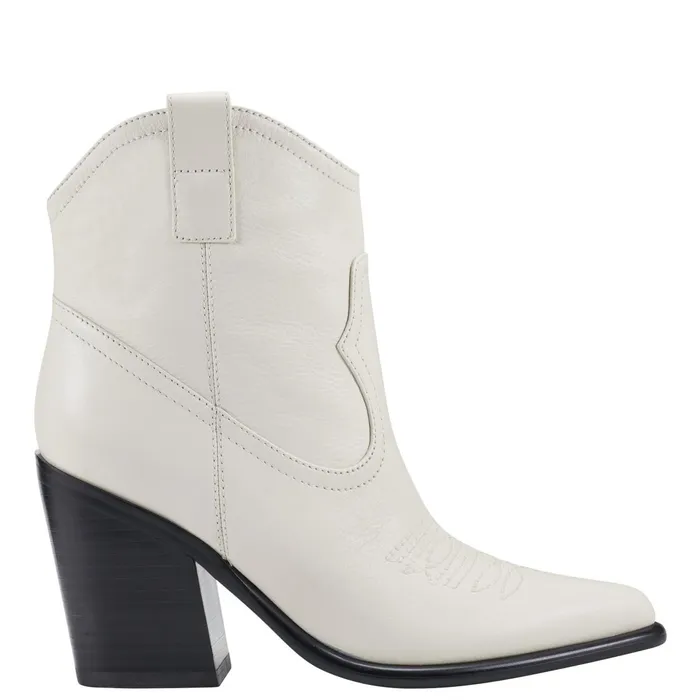 Women Marc Fisher Booties Jalella Detailed Western Bootie Ivory Leather