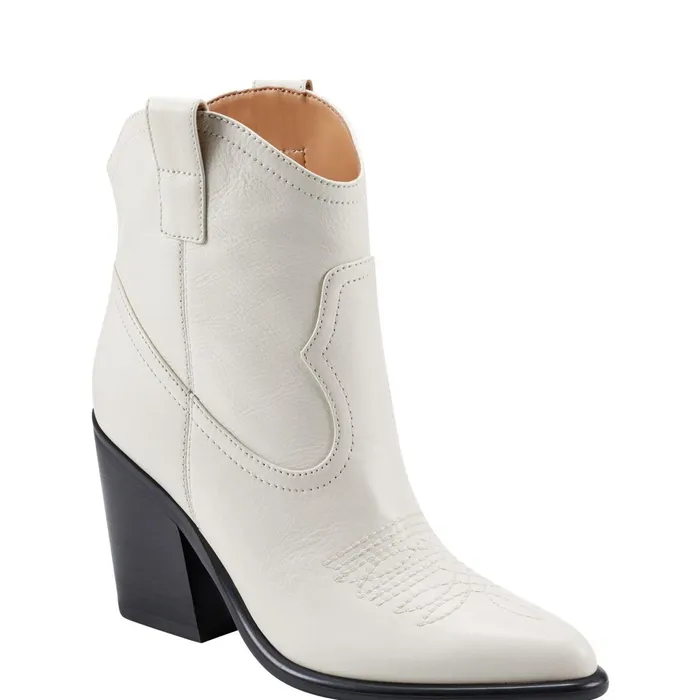 Women Marc Fisher Booties Jalella Detailed Western Bootie Ivory Leather