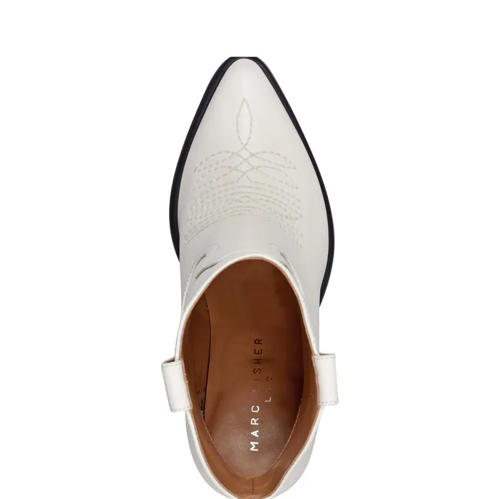 Women Marc Fisher Booties Jalella Detailed Western Bootie Ivory Leather
