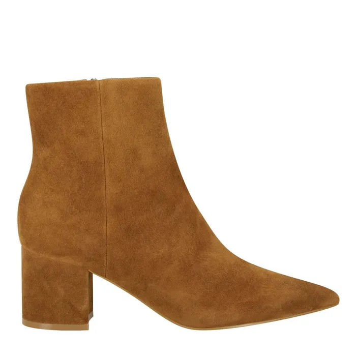 Women Marc Fisher Booties Jarli Pointy Ankle Bootie Brown Suede