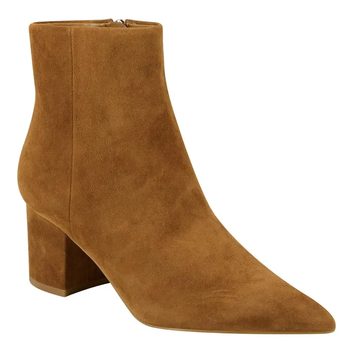 Women Marc Fisher Booties Jarli Pointy Ankle Bootie Brown Suede