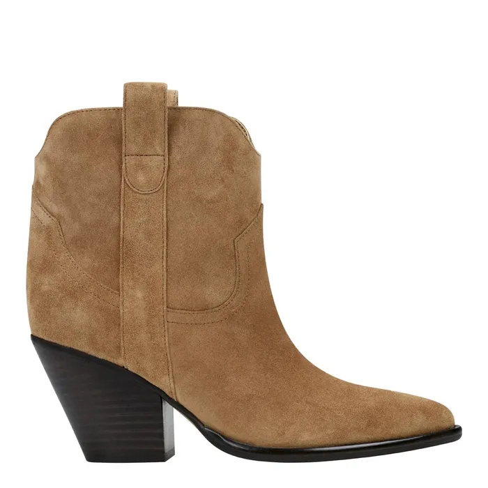 Women Marc Fisher Booties Marlie Western Bootie Natural Suede