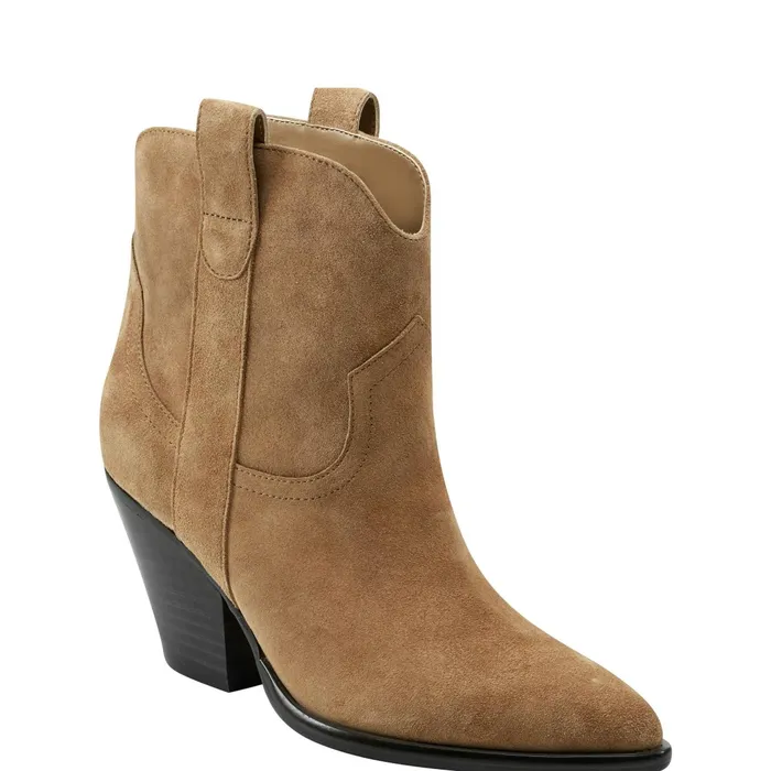 Women Marc Fisher Booties Marlie Western Bootie Natural Suede