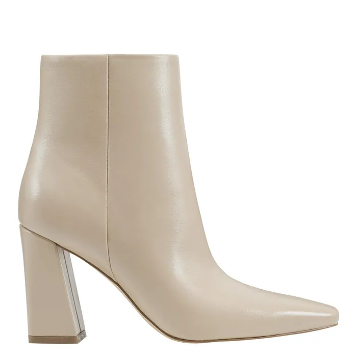 Women Marc Fisher Booties Yanara Heeled Bootie Natural Leather
