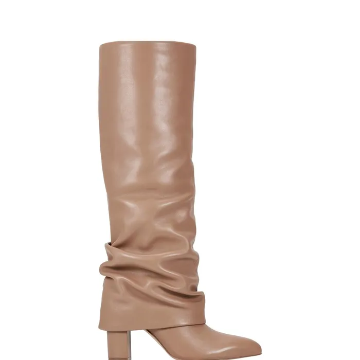 Women Marc Fisher Boots Lalita Foldover Dress Boot Light Natural Leather