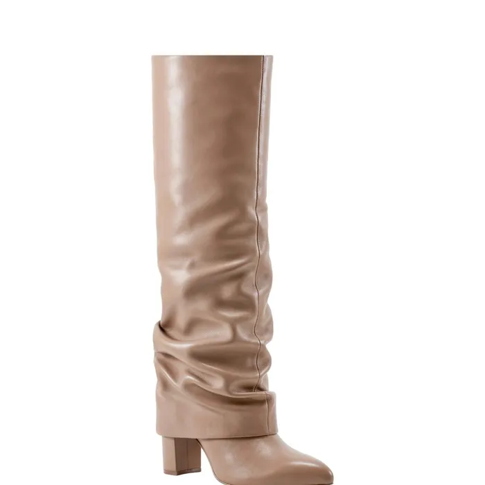 Women Marc Fisher Boots Lalita Foldover Dress Boot Light Natural Leather