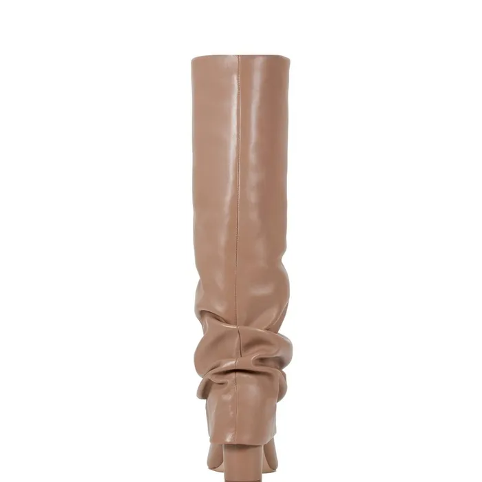 Women Marc Fisher Boots Lalita Foldover Dress Boot Light Natural Leather