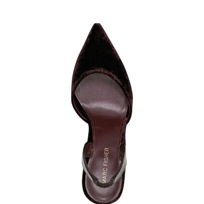 Women Marc Fisher Heels and Pumps Hadya Slingback Pump Dark Red Velvet