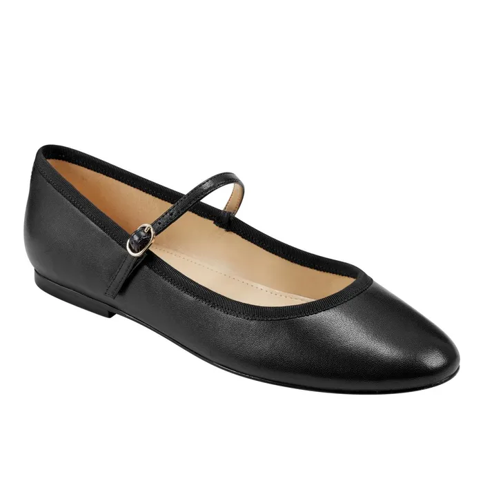 Women Marc Fisher Loafers and Flats Espina Ballet Flat Black Leather