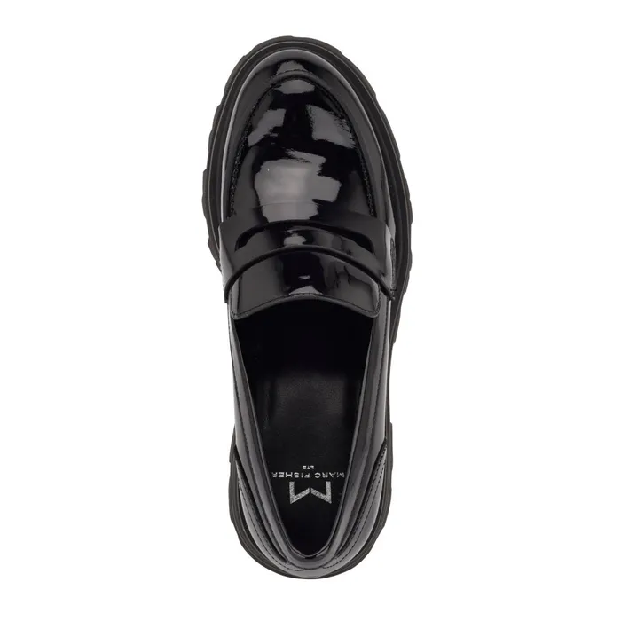 Women Marc Fisher Loafers and Flats Latika Lug Sole Loafer Black Patent