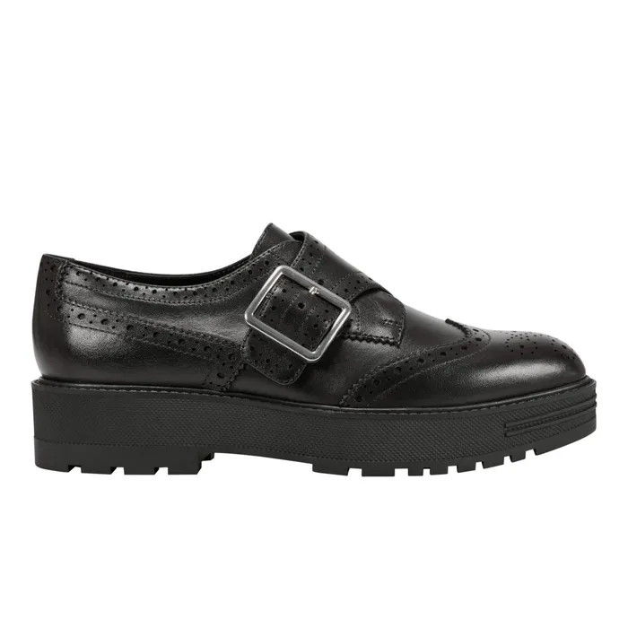 Women Marc Fisher Loafers and Flats Remona Monk Strap Loafer Black Leather