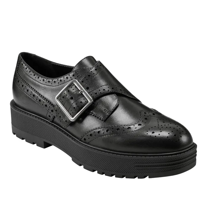 Women Marc Fisher Loafers and Flats Remona Monk Strap Loafer Black Leather