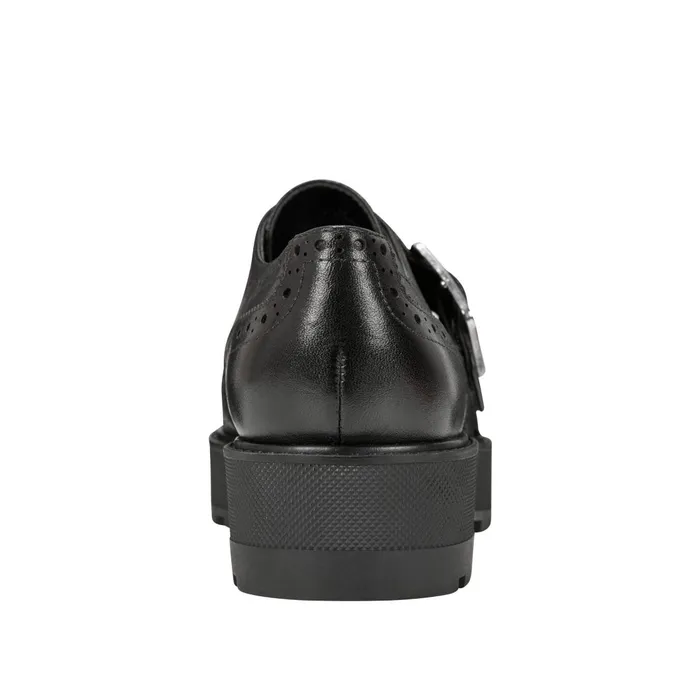Women Marc Fisher Loafers and Flats Remona Monk Strap Loafer Black Leather