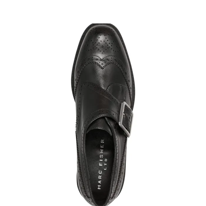 Women Marc Fisher Loafers and Flats Remona Monk Strap Loafer Black Leather