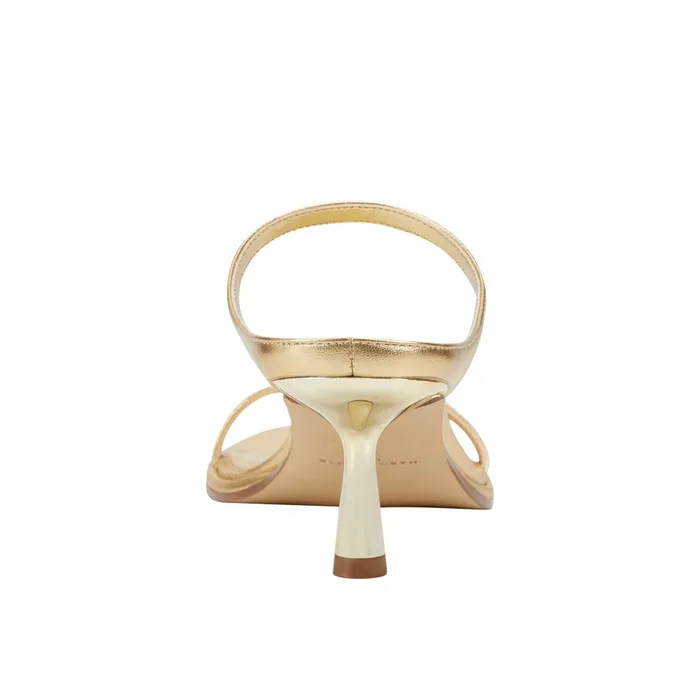 Women Marc Fisher Mules and Slides Alonde Heeled Slide Sandal Gold Leather