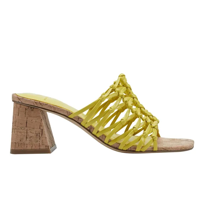 Women Marc Fisher Mules and Slides Colica Block Heel Sandal Yellow