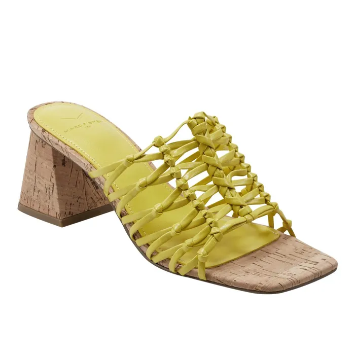 Women Marc Fisher Mules and Slides Colica Block Heel Sandal Yellow