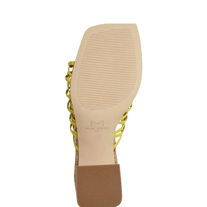 Women Marc Fisher Mules and Slides Colica Block Heel Sandal Yellow