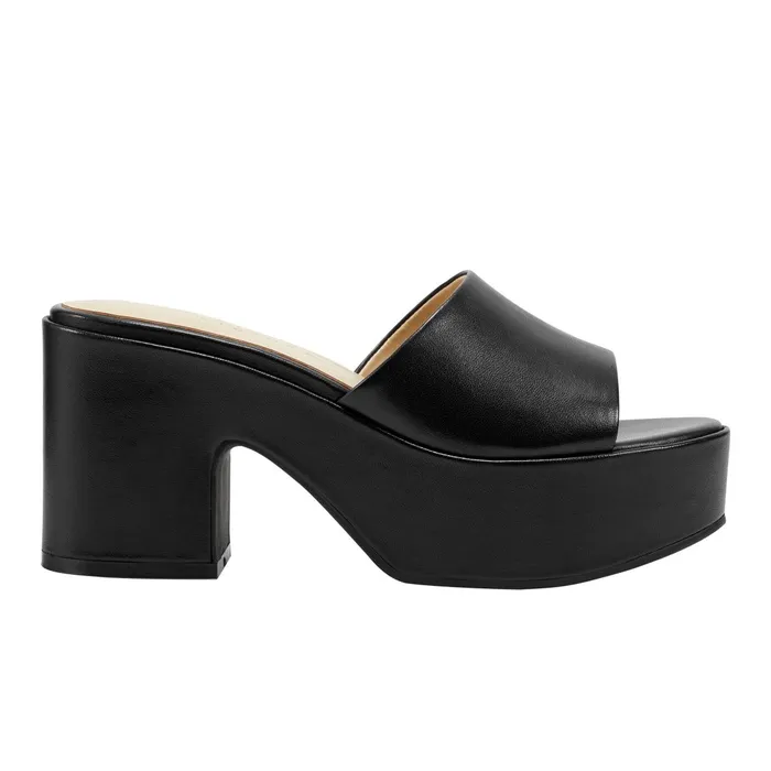 Women Marc Fisher Mules and Slides Forina Platform Slide Sandal Black