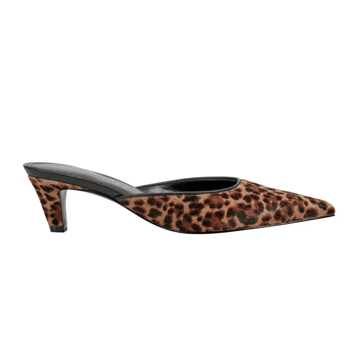 Women Marc Fisher Mules and Slides Rosaly Heeled Mule Leopard