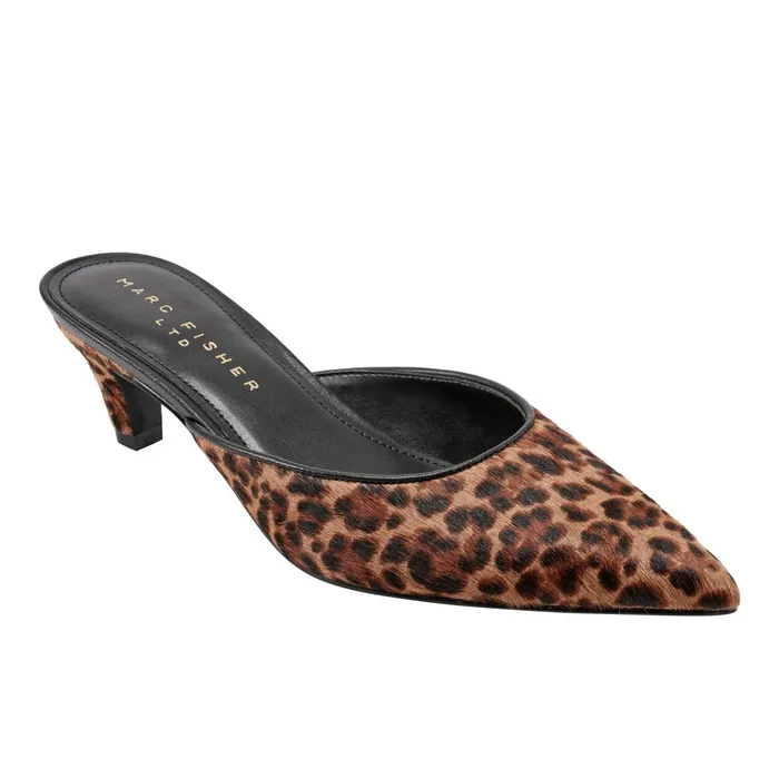 Women Marc Fisher Mules and Slides Rosaly Heeled Mule Leopard