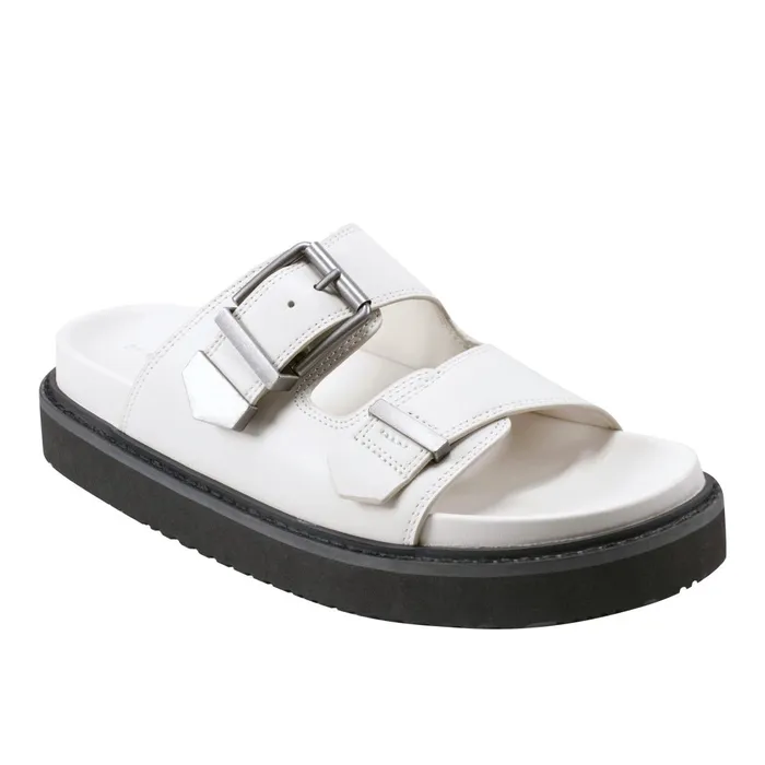 Women Marc Fisher Sandals Amirra Buckle Slide Sandal Chic Cream Leather