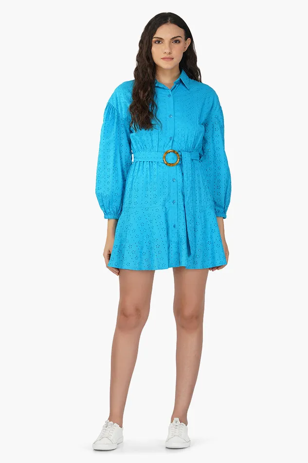 Women Maya Blue Drop Shoulder Dress Dresses America and Beyond