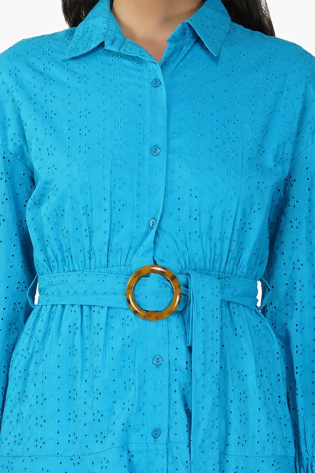 Women Maya Blue Drop Shoulder Dress Dresses America and Beyond