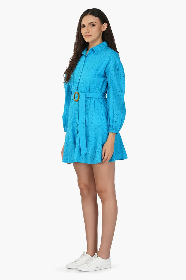 Women Maya Blue Drop Shoulder Dress Dresses America and Beyond