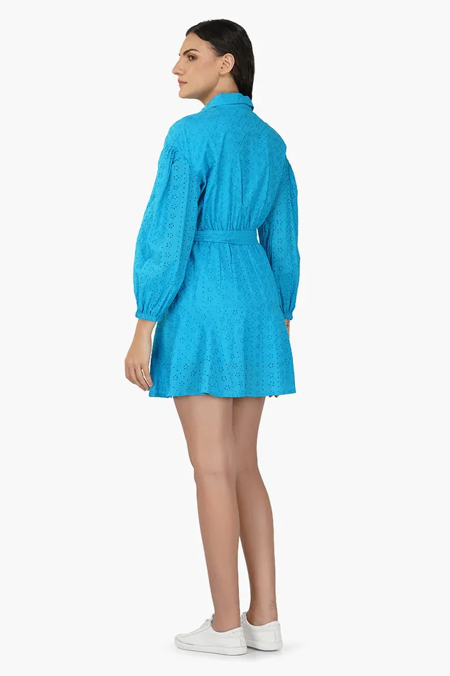 Women Maya Blue Drop Shoulder Dress Dresses America and Beyond