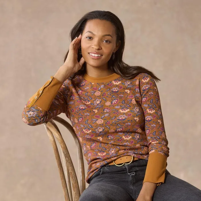 Women Meadow Sunlight Thermal Caramel Sundance Catalog Tops