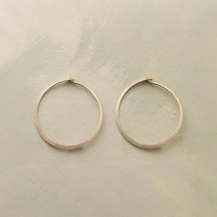 Women Medium HandForged Gold Hoops Sundance Catalog Earrings