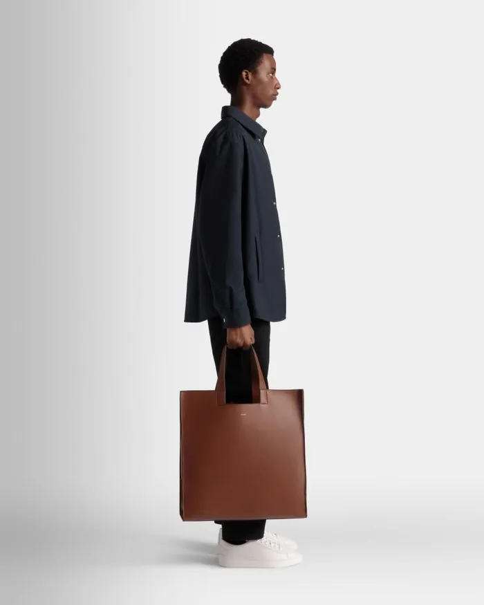 WomenMen Bally Tote Bags Easy Bally Tote In Brown Leather Brown WomenMen Bally Tote Bags Easy Bally Tote In Brown Leather Brown