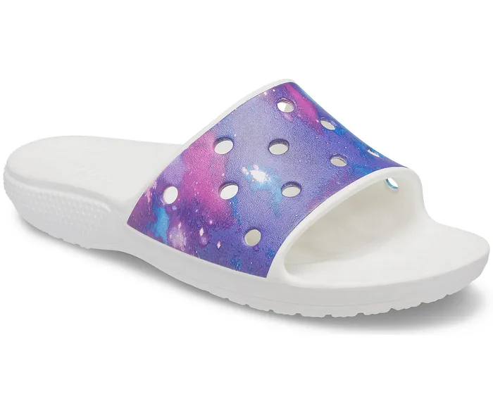 WomenMen Classic Crocs Out of This World Slide White Purple Sandals Crocs