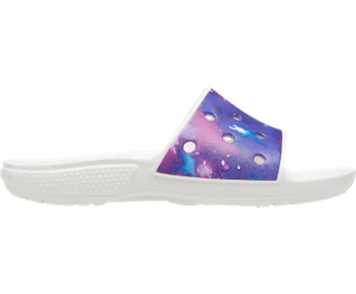 WomenMen Classic Crocs Out of This World Slide White Purple Sandals Crocs