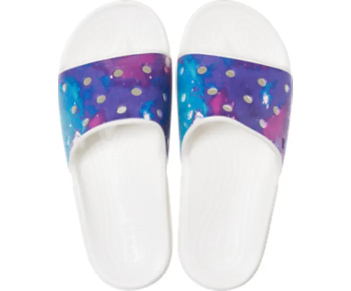 WomenMen Classic Crocs Out of This World Slide White Purple Sandals Crocs