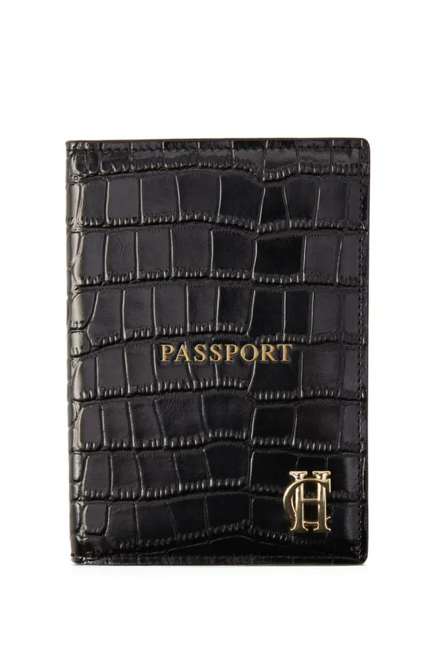 WomenMen Small Leather Goods Holland Cooper Chelsea Passport Holder Black Croc