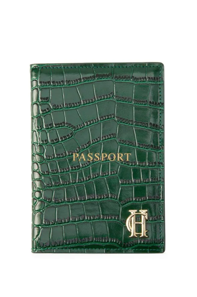 WomenMen Small Leather Goods Holland Cooper Chelsea Passport Holder Emerald Croc