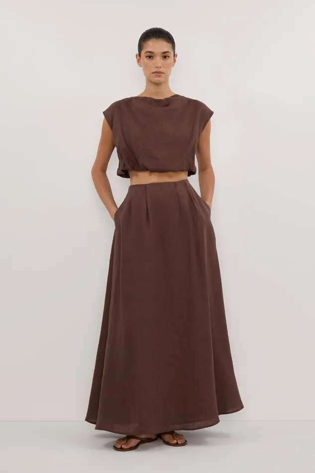 Women Midi DISSH AMY CHOC LINEN MIDI SKIRT