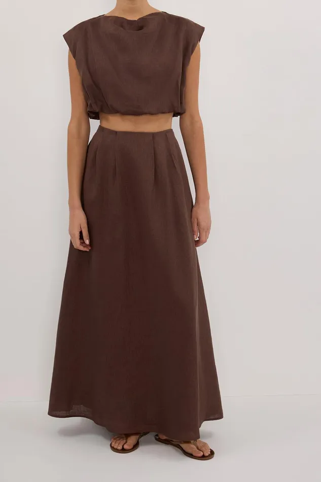 Women Midi DISSH AMY CHOC LINEN MIDI SKIRT