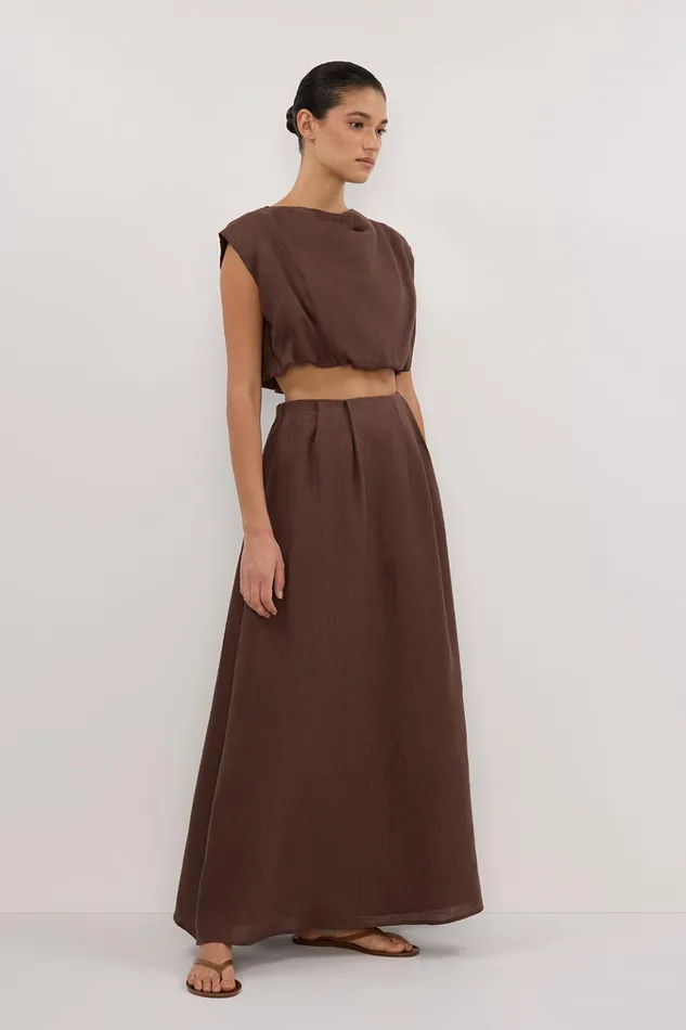 Women Midi DISSH AMY CHOC LINEN MIDI SKIRT