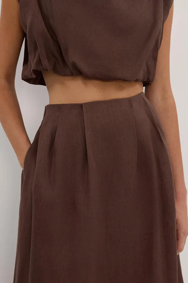 Women Midi DISSH AMY CHOC LINEN MIDI SKIRT