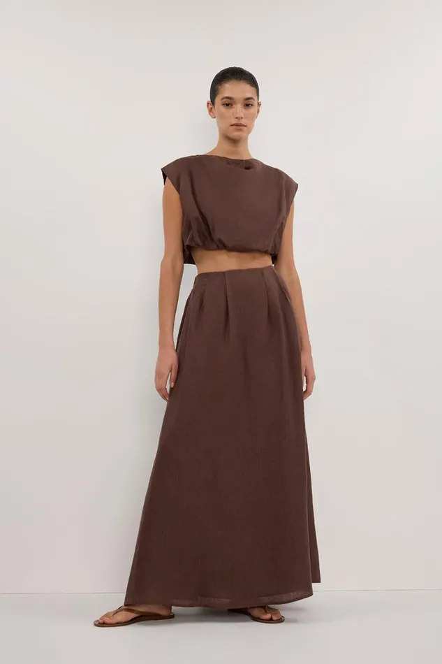 Women Midi DISSH AMY CHOC LINEN MIDI SKIRT