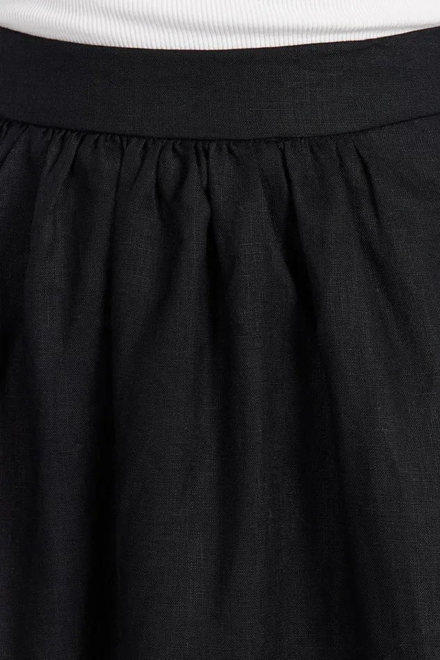 Women Midi DISSH GEMIMA BLACK LINEN MIDI SKIRT