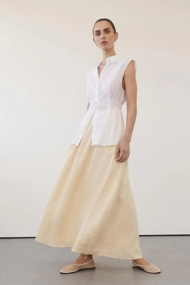 Women Midi DISSH GEMIMA LEMON LINEN MIDI SKIRT
