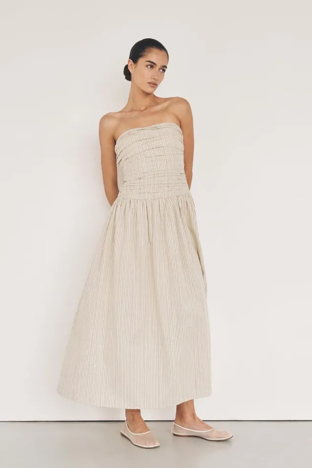 Women Midi Dresses DISSH AYLA CREAM STRIPE MIDI DRESS